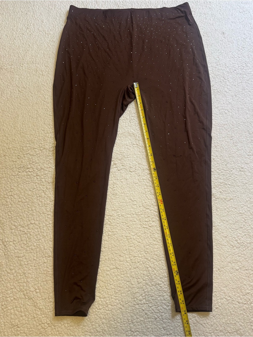 Skims Swarovski Crystal Jelly Sheer Cocoa Brown Leggings Size 2X XXL - Picture 7 of 11
